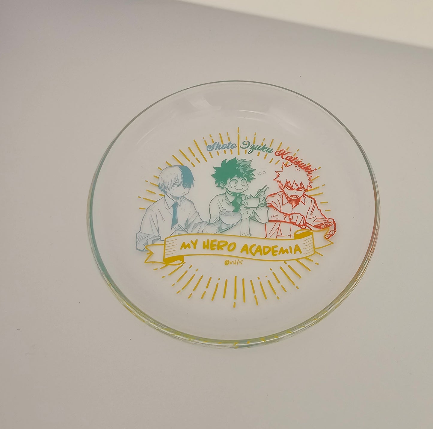 My Hero Academia 2022 glass mini plate Midoriya, Bakugo, and Todoroki