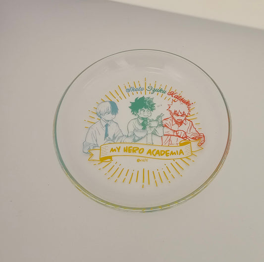 My Hero Academia 2022 glass mini plate Midoriya, Bakugo, and Todoroki