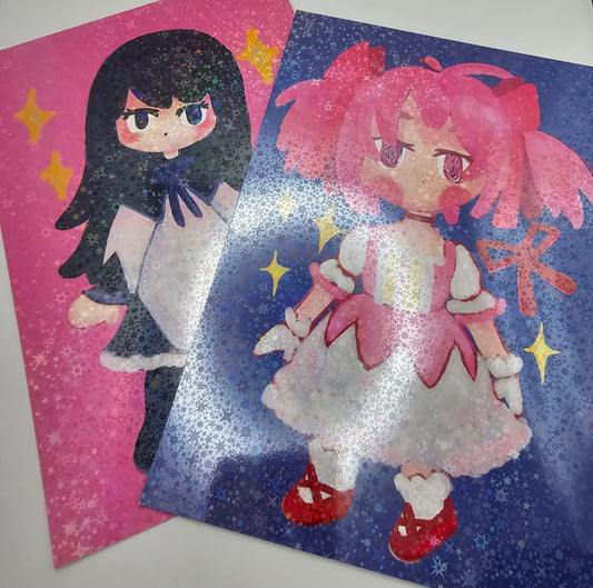 Madoka and Homura poster print A5 "Puella Magi Madoka Magica"